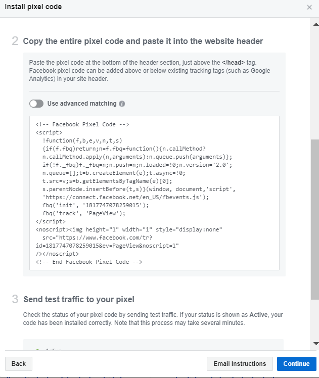 re-marketing code for facebook